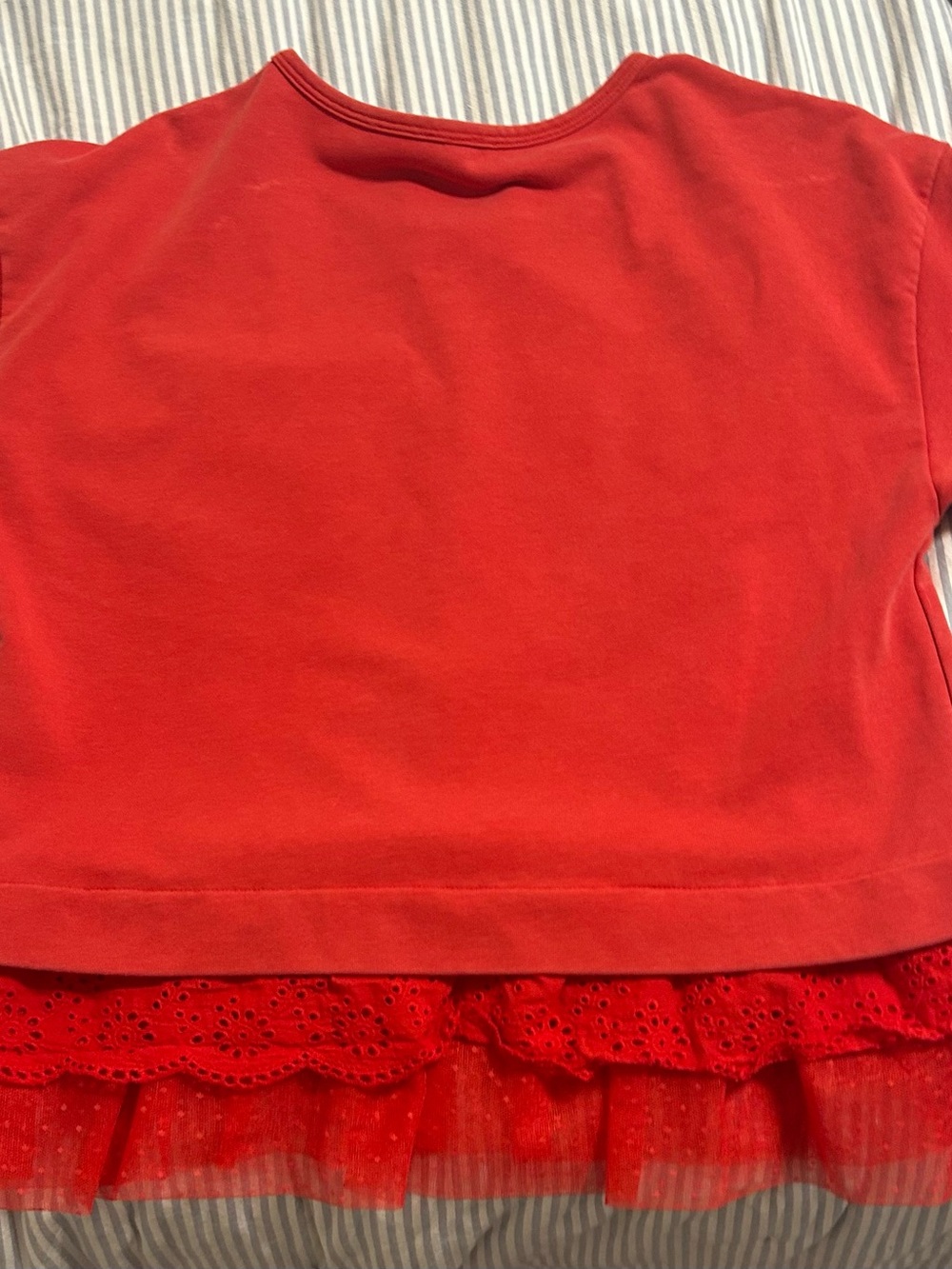 Womens Red Ruffle-Hem Top - Picture 2 of 3